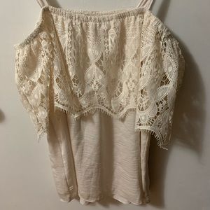 White frilly tank top
